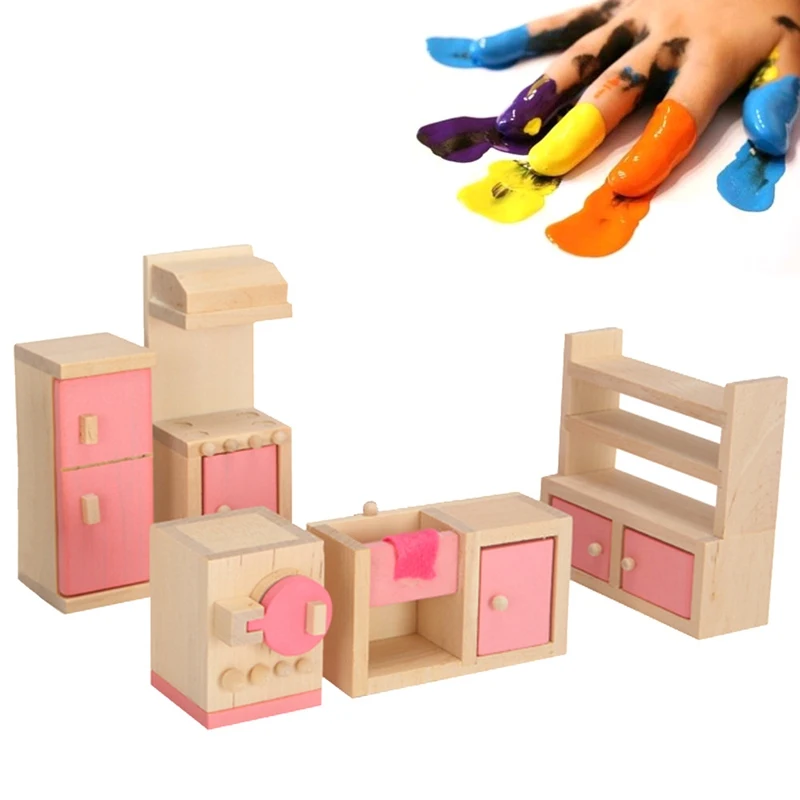 Мебель миниатюрный стол кровать гостиная детская игрушка малыш деревянный ролевые игры мебель аксессуары для игрушечной куклы подарок