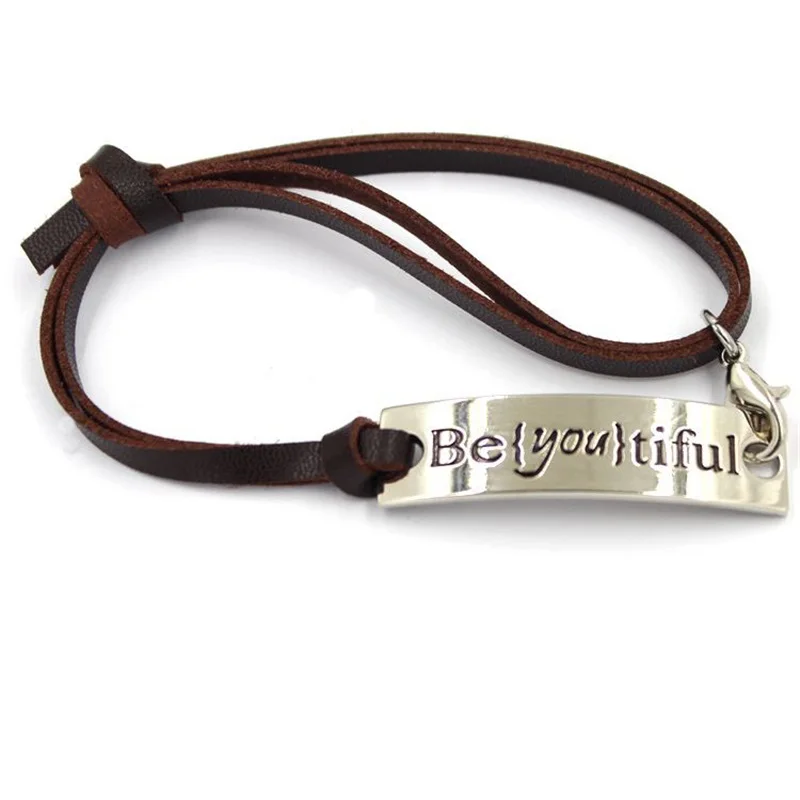 12 шт. красивые браслеты коричневый кожаный ремешок Браслеты для женщин девочек Любовь ювелирные изделия влюбленные пары жена девушка подарок на день Святого Валентина