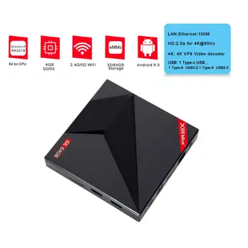

X88 MAX+ TV Box for Android 9.0 4GB RAM 64GB ROM USB Type-C 2.4G/5Ghz Dual WiFi 4K Smart Set Top Box(EU Plug)