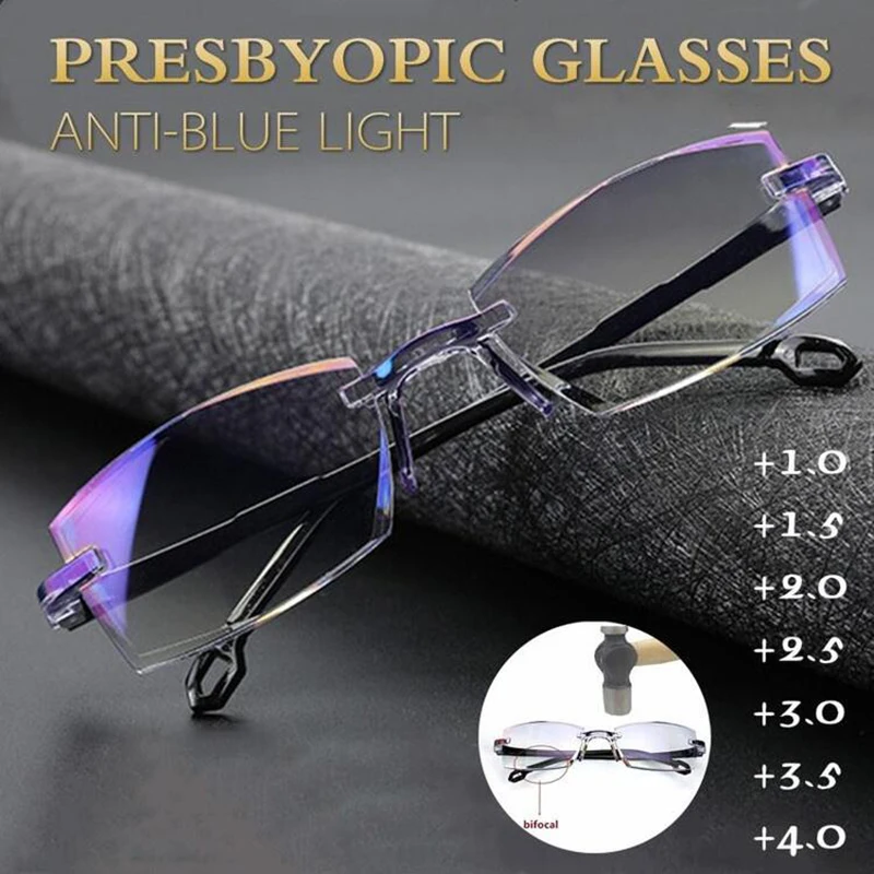 

Hot Sapphire High Hardness Glasses For Men Women Anti-blue Progressive Far And Near Dual-us Reading Glasses Очки Женские 2021