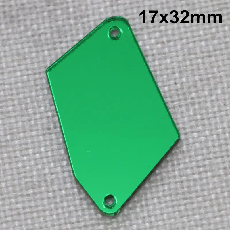 Зеленые акриловые зеркальные пришивные стразы DIY Flatback зеркальные акриловые пришивные стразы с отверстиями для шитья - Цвет: A20-17x32