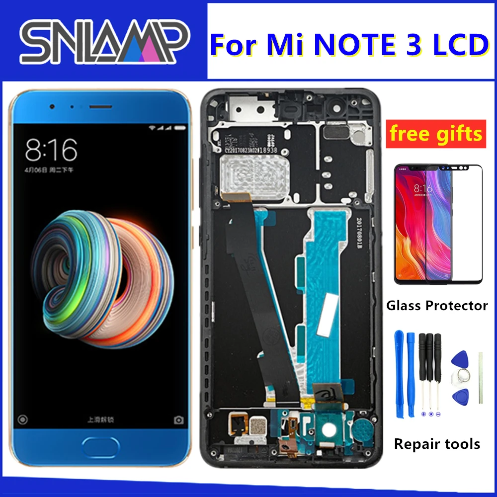 

Fingerprint Original 5.5" Screen For Xiaomi Mi Note 3 LCD Touch Screen Digitizer Assembly Frame For Xiaomi Mi Note 3 LCD Display