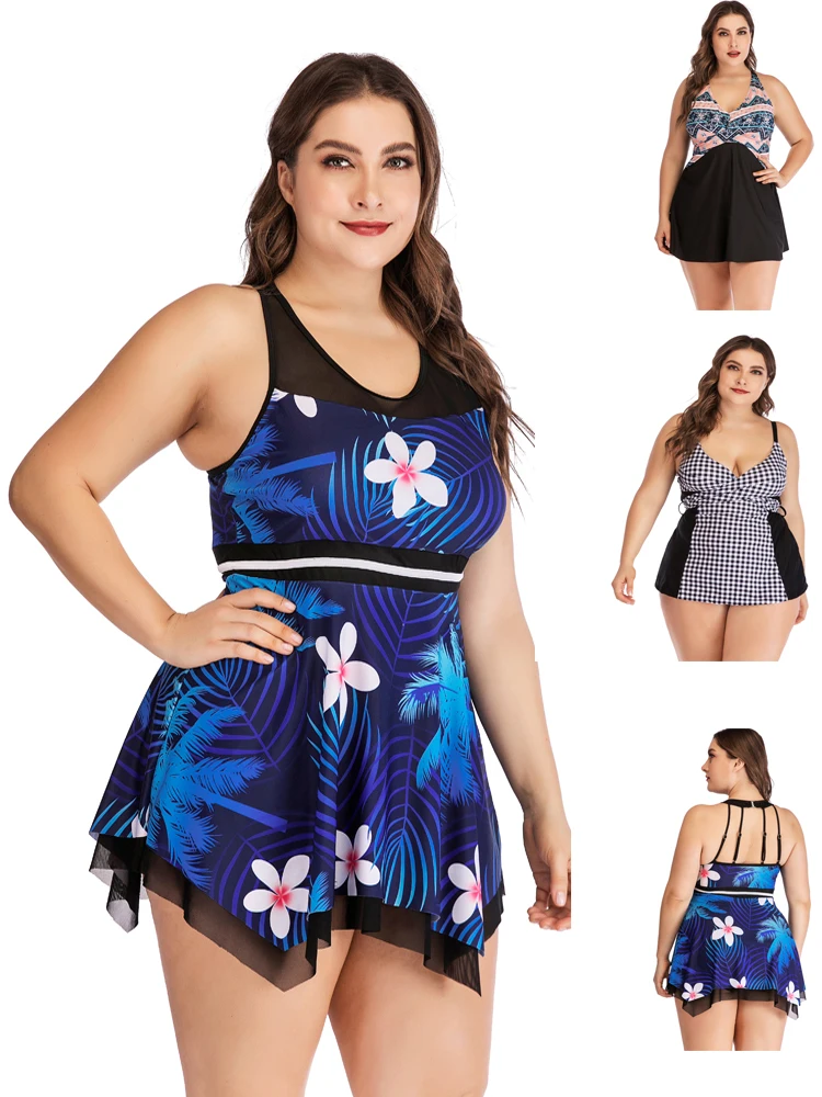 Плюс размер 5XL одежда для плавания Женский Большой размер костюм купальник Танкини из двух предметов комплект большой плюс женский толстый купальник купальный костюм ретро