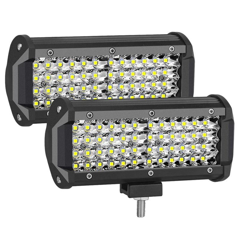 

2Pcs Led Light Bar 7 Inches Submersible Off Road Lights Fog Light Quad Row Led Pods Spot Light Driving Light 24000Lm Work Light