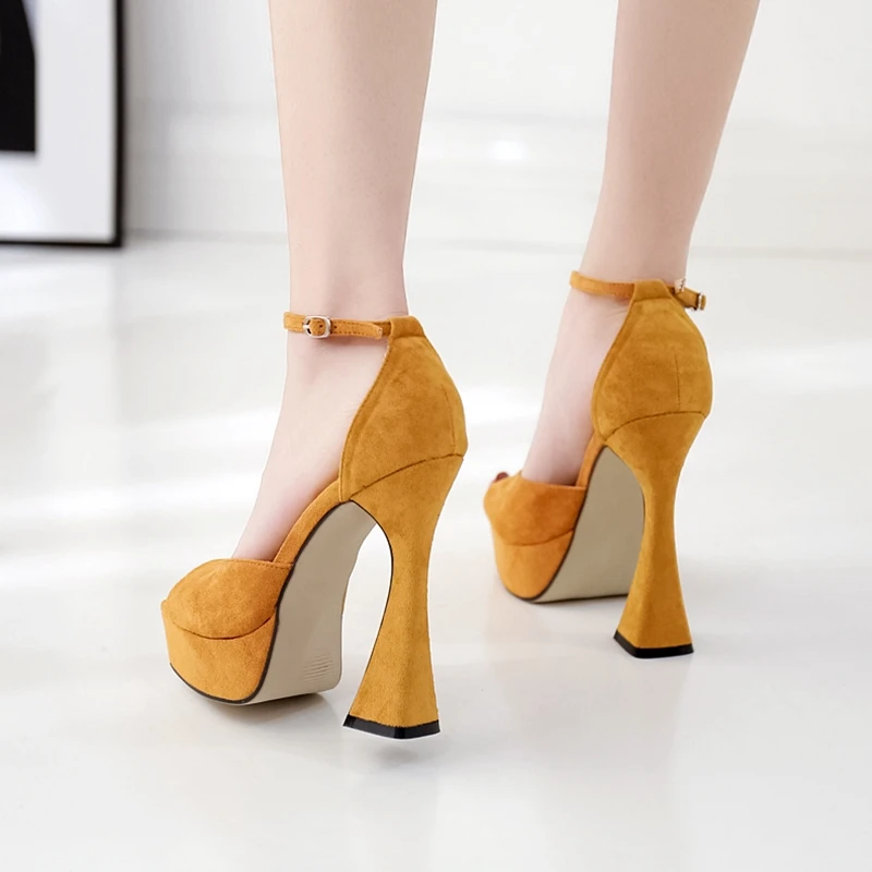 yellow peep toe heels