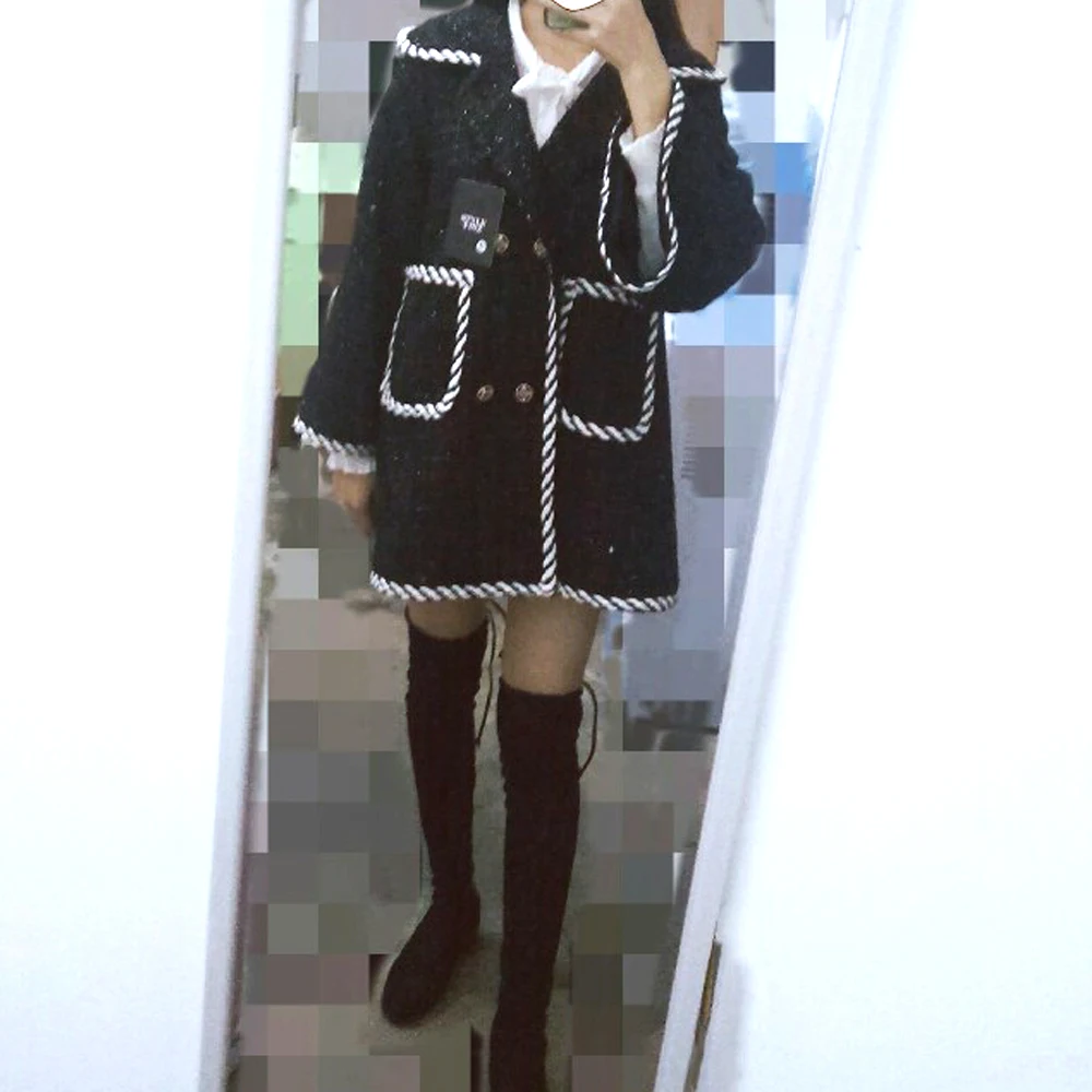 New Cape wool coat women s autumn winter celebrity small fragrant tweed coat medium length British temperament