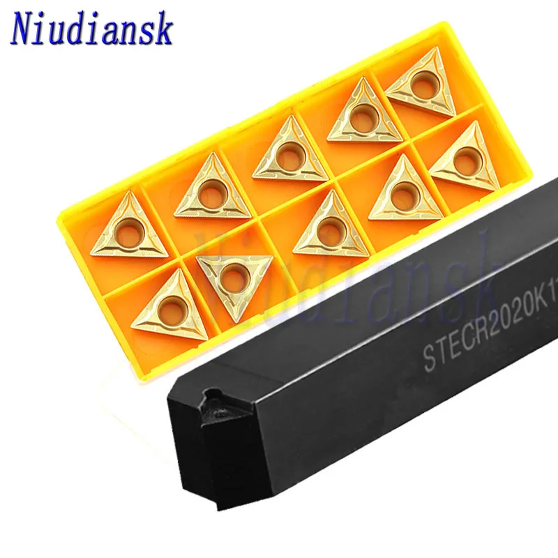 

10pcs TCMT16T3 Carbide Inserts CNC Lathe Tools +1pc STECR2020K16 External Turning Tool Holder STECR2525M16 Arbor STECL Tool Suit