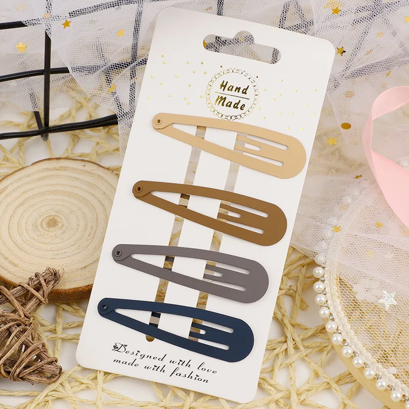 dark color(4pcs) Мультяшные ВВ заколки для волос, Рождественская серия, Шпилька с принтом, милые заколки для волос для девочек, аксессуары для волос - Цвет: dark color(4pcs)
