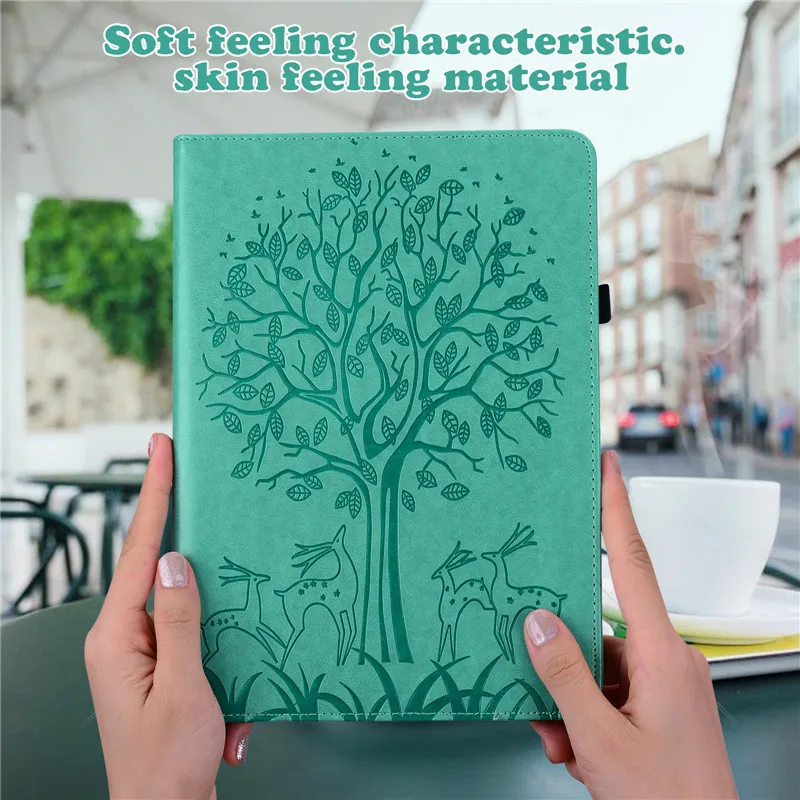 tablette funda pour samsung galaxy tab cas mignon cerf portefeuille smart cover pour coque galaxy tab sm cas