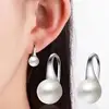 Pure 925 Sterling Silver Earrings Drop Women Round Natural Freshwater Pearl Hook Dangle Earring Ear Drops Brincos De Prata ► Photo 2/6