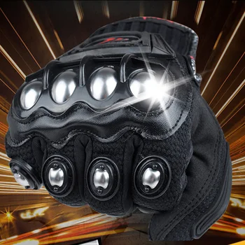 

1pair Anti Slip Touch Screen Outdoor Full Finger Racing Sports Durable Accessories Motorcycle Gloves Gear Alloy Steel Protective