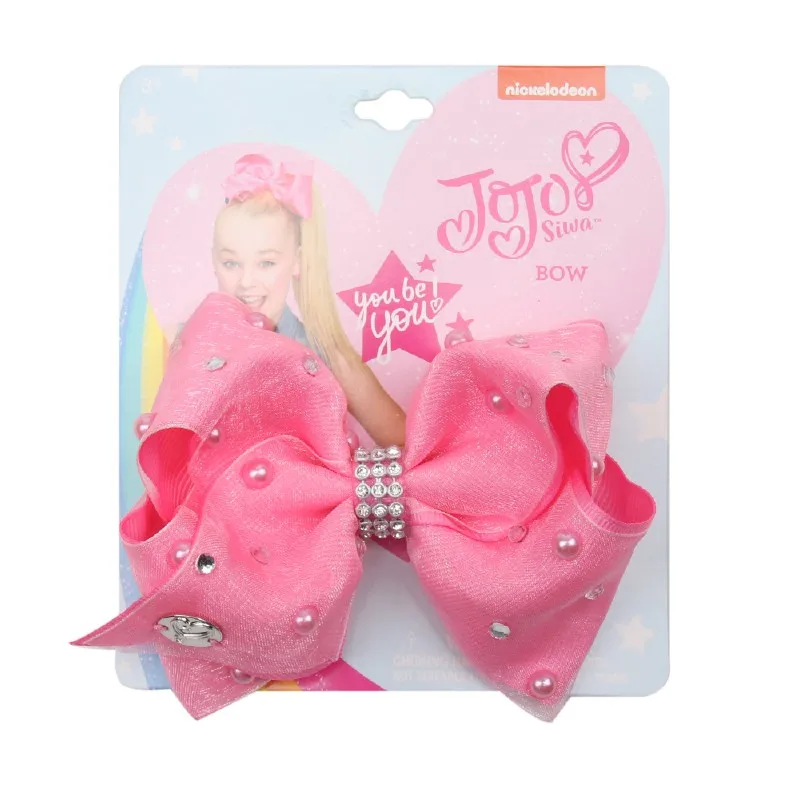 4," jojo бантики для волос заколки для девочек розовые кружевные Многослойные ленты бант с жемчугом Стразы заколки вечерние детские головные уборы