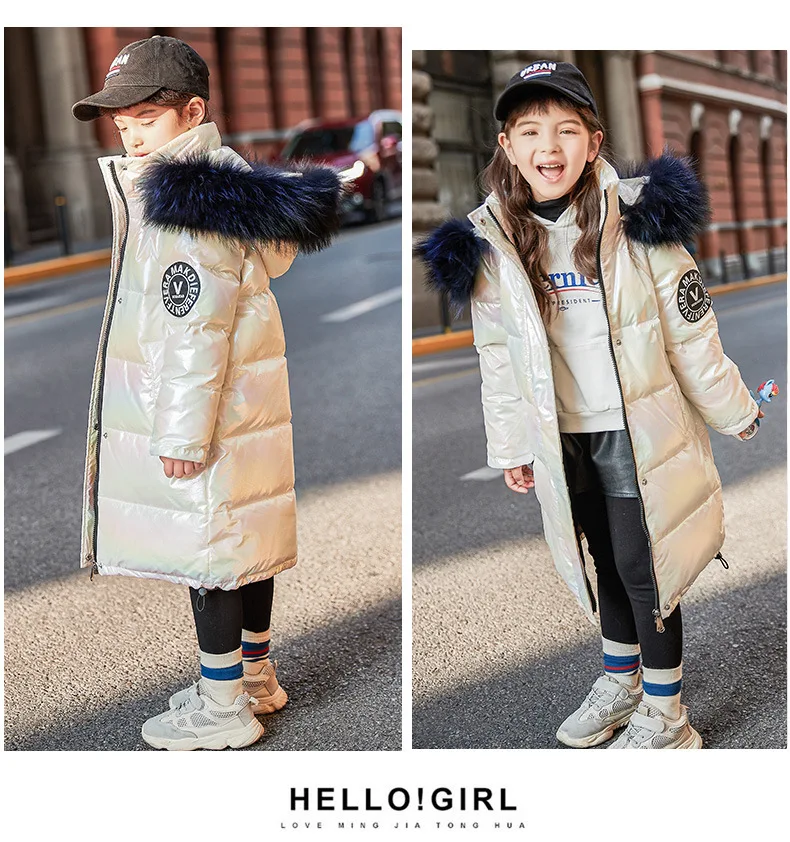 Winter Down Jacket Children Clothing Girl Coats Boy Waterproof Hooded Jackets Kids Parka Solid Warm Thick Long Coats Teen Parka