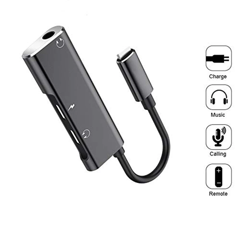 3 In 1 Charge Audio Adpater For Iphone X 7 8 Plus 3.5Mm Aux Audio Adapter Call Remote Music Charge Headphone Earphone Adapter Ch