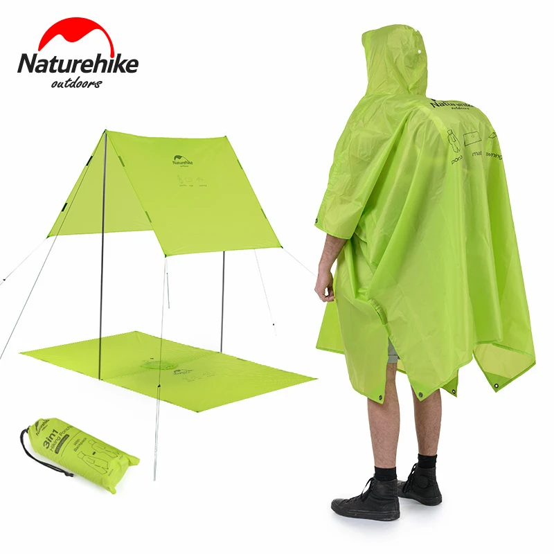 Naturehike-Chaqueta de lluvia 3 en 1, Poncho multifunción para senderismo, ropa impermeable ligera para bicicleta