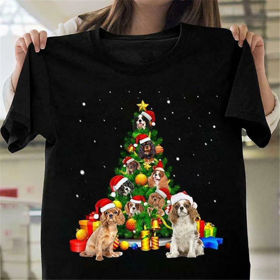 Кавалер король Шарль испанцы Рождественская елка Мужская футболка S-3Xl белая Harajuku футболка