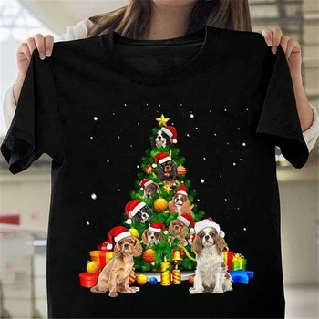 

Cavalier King Charles Spaniels Christmas Tree Men T-Shirt S-3Xl White Harajuku Tee Shirt