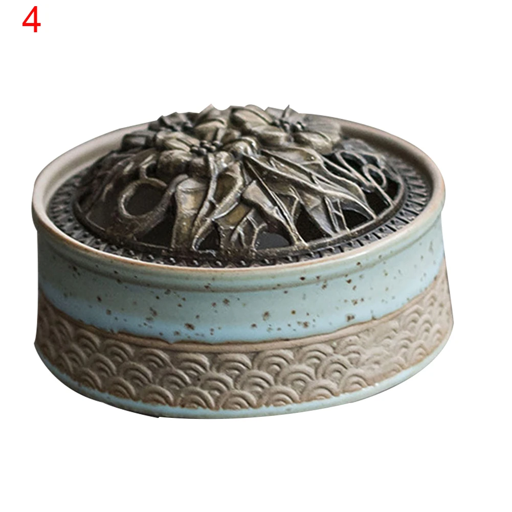 4 Vintage Ceramic Censer Smoking Flow Incense Holder Gift Decoration for Home Office Room BDF99 - Цвет: 4