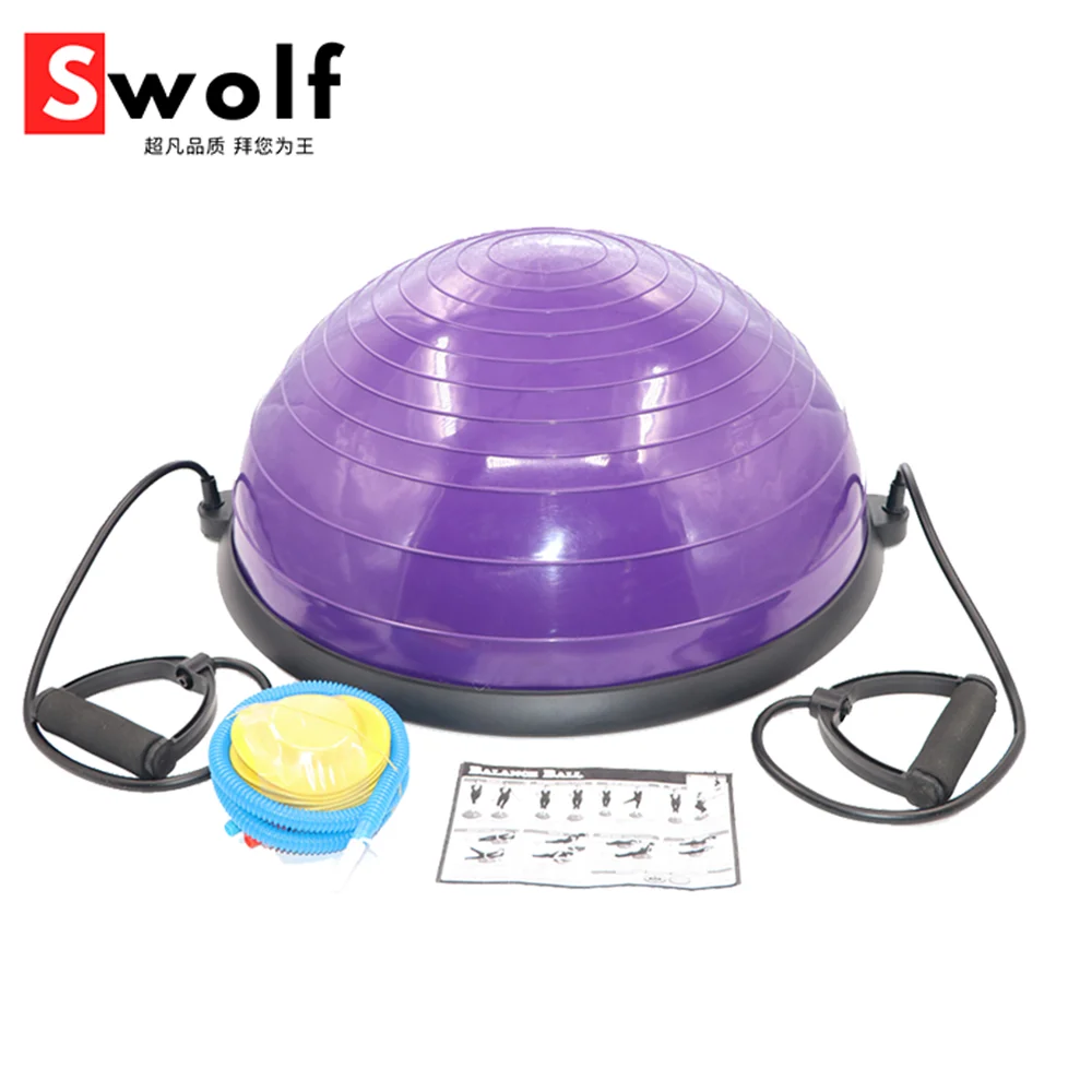 58cm Yoga Balance Ball Half Yoga Ball Exercises Training Gym Workout With Strings & Pump