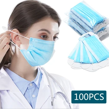 

50pcs 3 Laye Mask dust protection Masks Disposable Face Masks Elastic Ear Loop Disposable Dust Filter Safety Mask Anti-Dust