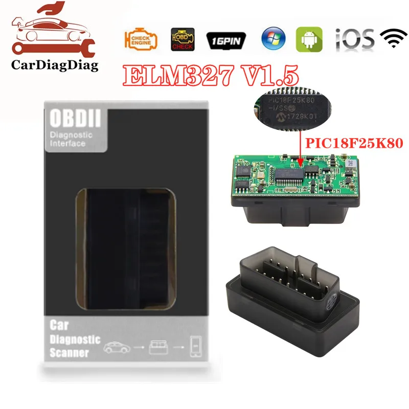 Сканер ELM327 V1.5 BT/ WIFI и чип PIC18F25K80 для iOS Android Window ELM 327 считыватель кодов