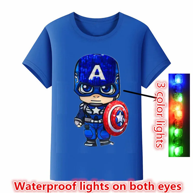 Children's cartoon classic eyes light up summer boys round neck cotton T-shirt washable children's fashion vest multicolor christian t shirts