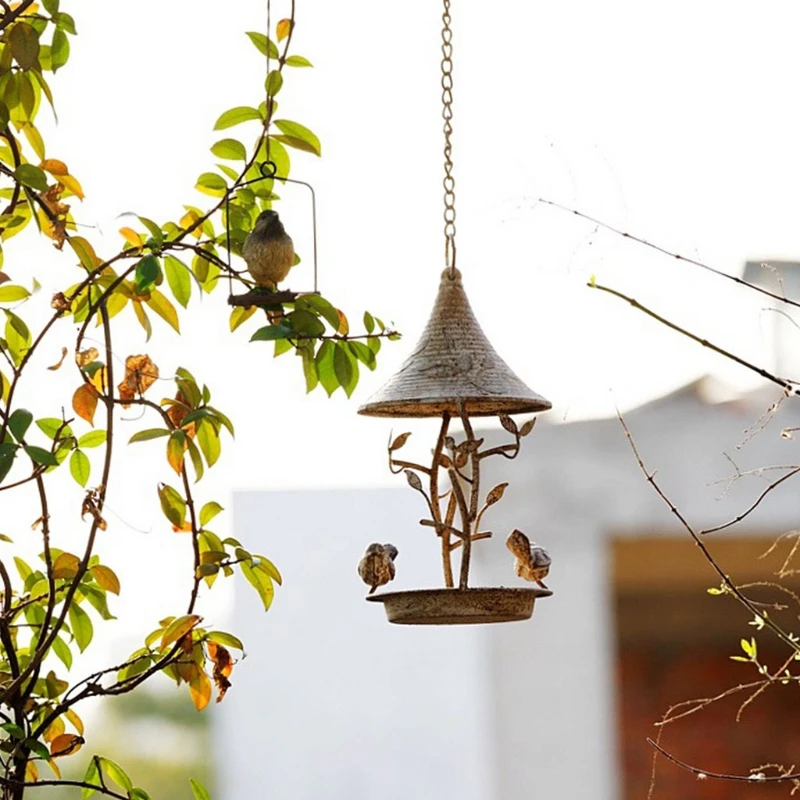 Papagaio pássaro alimentador de metal casa decoração