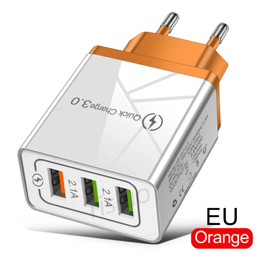 Быстрое зарядное устройство 3,0 USB зарядное устройство 4.8A зарядное устройство для мобильного телефона для iPhone X 8 7 samsung S9 Xiaomi iPad быстрое настенное зарядное устройство EU разъем-адаптер - Тип штекера: EU (Orange)