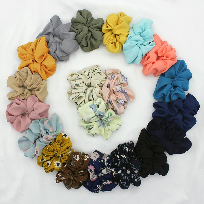 

20 Colors Chiffon Scrunchie Women Girls Elastic Hair Rubber Bands Gum for Women Hair Ring Ponytail Holder Accessories for Hair