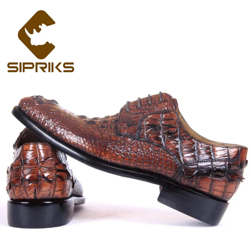 Sipriks Mens Crocodile Skin Shoes Italian Handmade Leather Sole