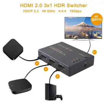 

HD Video Signal Switch HDMI 4K Switcher Splitter Hub Box for DVD HDTV Monitor dropship
