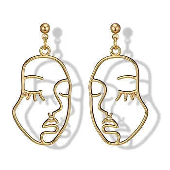 

Abstract Hollow Out Face Dangle Earring Unique Design Girls Statement Long Drop Earrings Jewelry Earrings boucles d'oreilles Hot