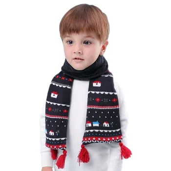 

Autumn Winter Unisex Kid Neck Warmer Fleece Thickening Cartoon Small House Pattern Baby Scarf New Arrival