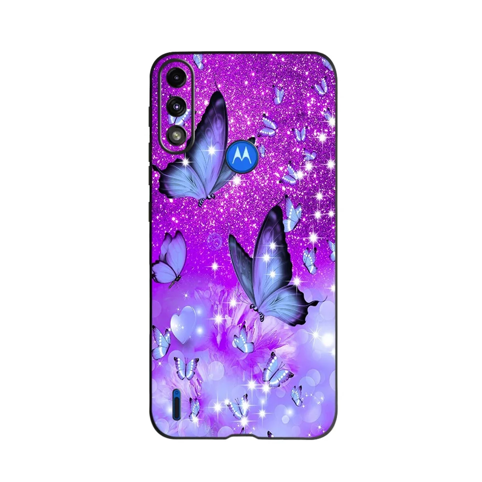 For Moto E7 Power Case TPU Soft Fashion Silicone Bumper for Motorola Moto E7i Power E7 4G Phone Case E7Power E 7i 7 Cover Flower leather phone wallet