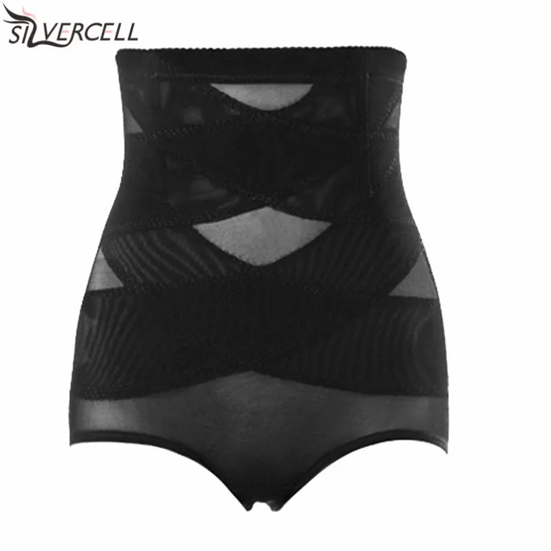 B SILVERCELL трусы для коррекции фигуры, женское нижнее белье, перекрестного типа, высокая талия, утягивающие брюшные штаны, лифтинг, бедра, одноцветные трусы - Цвет: B