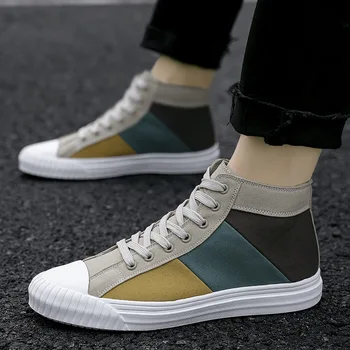 

Spring and Autumn High-top men's canvas sport shoes comfortable breathable Color matching Color matching Z1-49