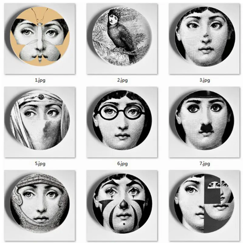 Fornasetti фарфоровые декоративные настенные тарелки, аксессуары для украшения дома, украшения для кофейни, бара, ресторана, декора комнаты, подарок