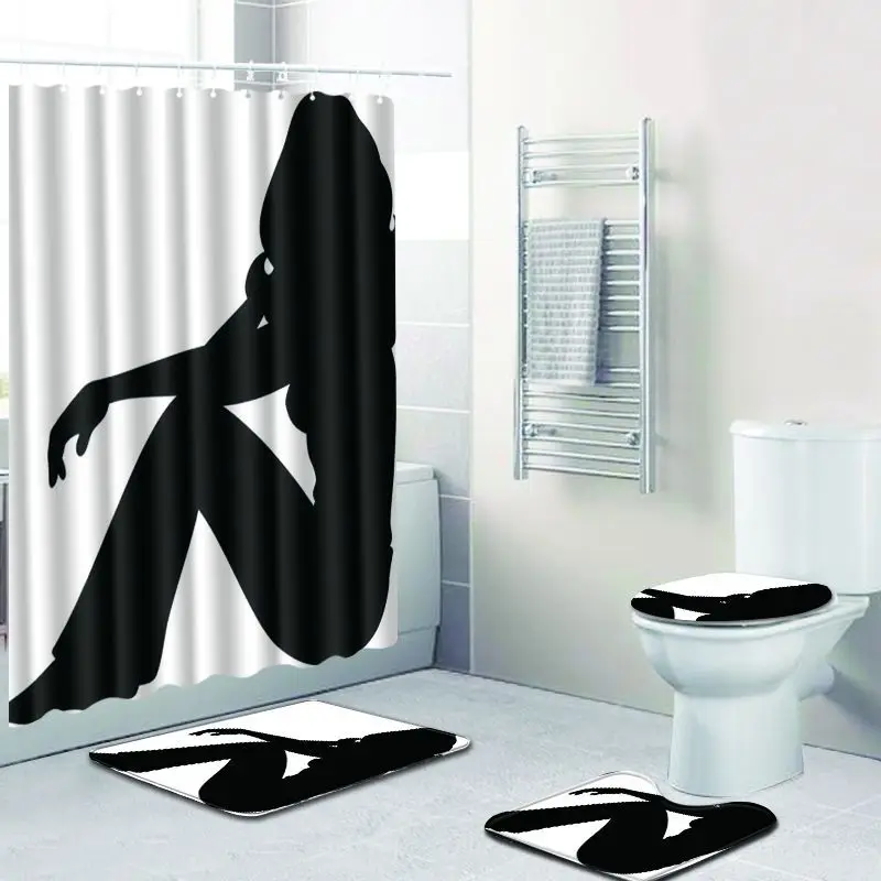 4 шт. абстрактный узор занавеска для душа Ванная комната Водонепроницаемый пьедестал ковер крышка Туалет крышка коврик для ванной набор