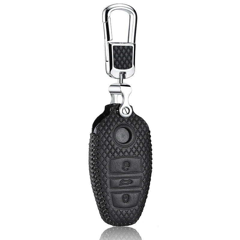 Luckeasy чехол для ключей vw touareg 2011 автомобильный чехол для ключей кожаный держатель пульт дистанционного управления для брелок для ключей Volkswagen 2012 2013 key3c - Название цвета: black line type 1