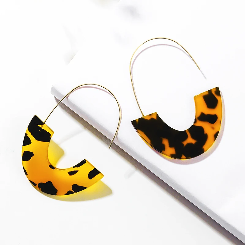 Brown 5 X&P New Geometric Acrylic Drop Earrings for Women Fashion Long Leopard Earrings Jewelry Statement Camouflage Design Earring - Окраска металла: Brown 5