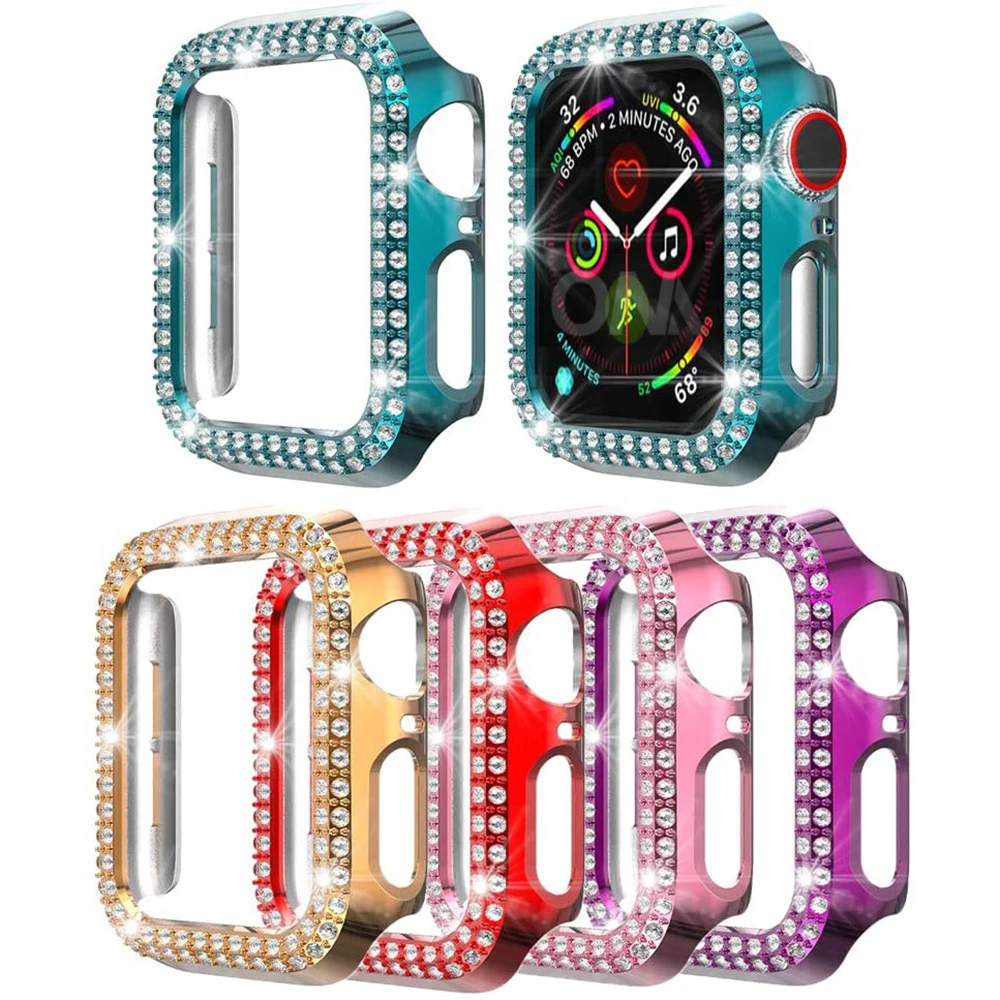 Новый блестящий чехол с бриллиантами для Apple Watch 5 4 3 2 1 40 мм 44 роскошный защитный