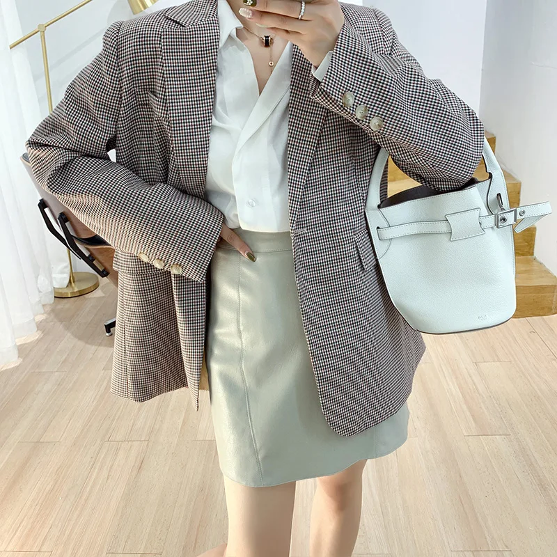 

European 2019 Women Oversized Blazers Vintage Plaid Blazer and Jackets Femme Casacas Para Mujer Blazer Feminino