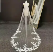 

3M Bridal Veil White Ivory Black 1 Layer Lace Edge Cathedral Wedding Veil With Comb Long Formal Marriage Accessories velos de no