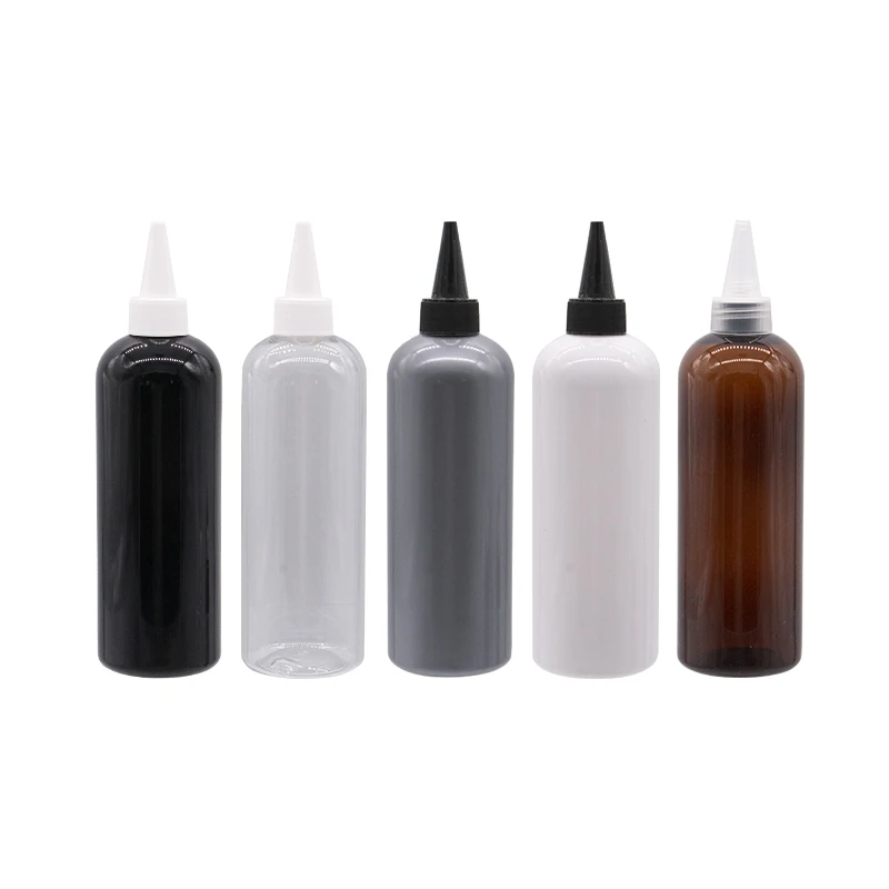 

12Pcs Refillable Empty PET Containers With Ponited Mouth Cap 300ml Capacity Travel Bottles For E-Jam Liquid Screw Cap Container