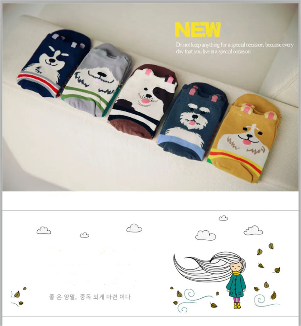 Kawaii/носки с героями мультфильмов, милые короткие носки с изображением животных Шиба, Бультерьера, бигла, забавные Женские повседневные мужские короткие носки, счастье хлопок, носки
