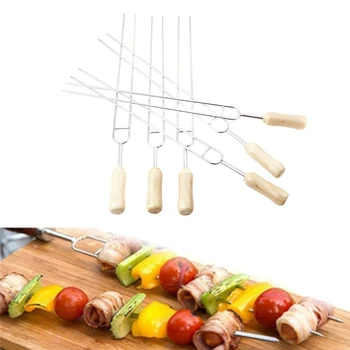 

New 6Pcs/Set U Shape Fork Barbecue Tools Stainless Steel Meat Grill Outdoor Cooking Corn Holder BBQ Fork Tool