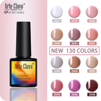 

Arte Clavo New 8ml 130Colors UV LED Gel Nail Polish Semi Permanent Top Primer Gel Vernis Soak Off Base Design Gel Polish Gellack