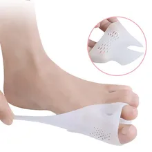 1 пара двойной отверстие большой палец стопы вальгус носить обувь носок большая кость пальца ноги корректоры для пальцев ног прозрачные силиконовые вставки подушки для женщин и мужчин
