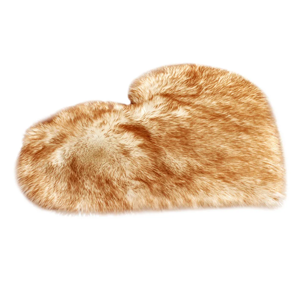 Heart Shaped Fluffy Rug Shaggy Floor Mat Soft Faux Fur Home Bedroom Hairy Carpet Comfortable Shaggy Fluffy Carpet Anti-Skid Rug