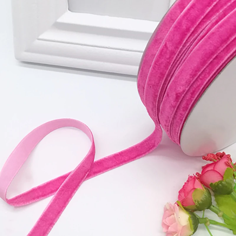 1CM light rose 50 ярдов/партия 1 см сплошной цвет DIY Взрывные Модели полиэстер бархатная лента шпилька для лент повязка Украшение Аксессуары - Цвет: 1CM light rose
